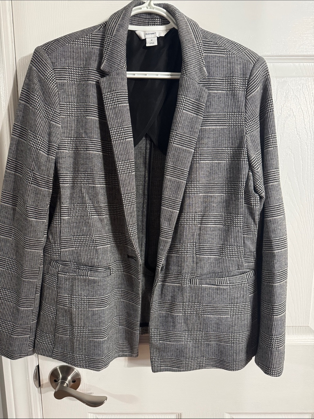 Old Navy Black and Gray Glen Plaid Blazer